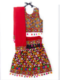 Banjara India Kutchi Emboidered Black Girls Chaniya Choli with Dupatta (CC-BWR) - Black