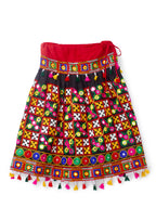 Banjara India Kutchi Emboidered Black Girls Chaniya Choli with Dupatta (CC-BWR) - Black