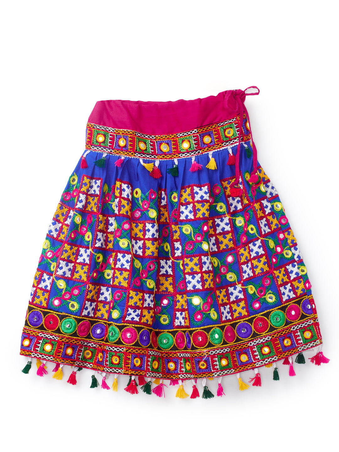 Banjara India Kutchi Emboidered Black Girls Chaniya Choli with Dupatta (CC-BWR) - Blue