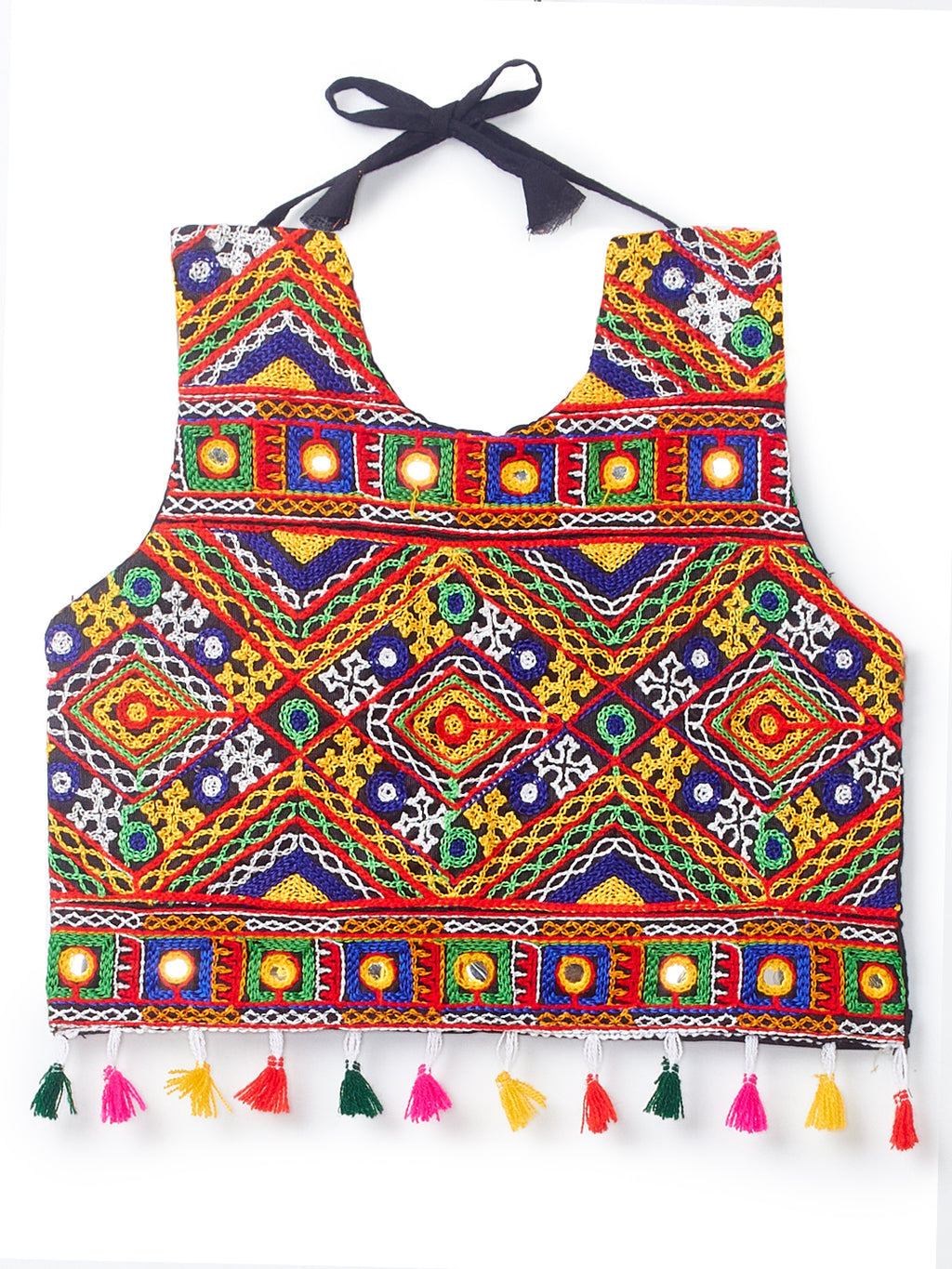 Banjara India Kutchi Emboidered Black Girls Chaniya Choli with Dupatta (CC-BWR) - Blue