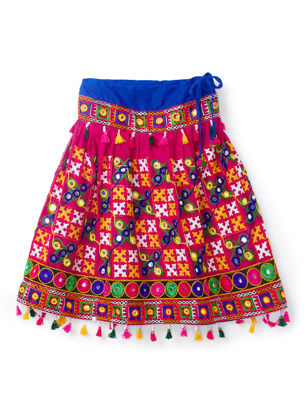 Banjara India Kutchi Emboidered Black Girls Chaniya Choli with Dupatta (CC-BWR) - Pink