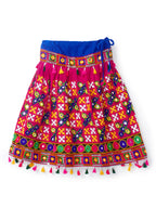 Banjara India Kutchi Emboidered Black Girls Chaniya Choli with Dupatta (CC-BWR) - Pink