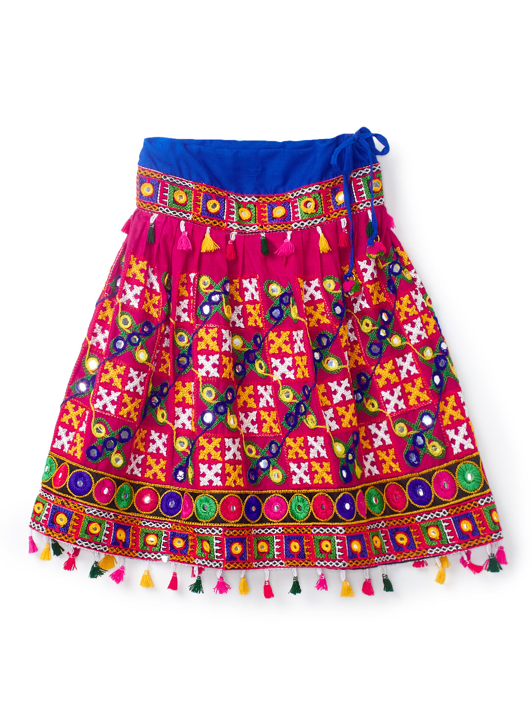 Banjara India Kutchi Emboidered Black Girls Chaniya Choli with Dupatta (CC-BWR) - Pink