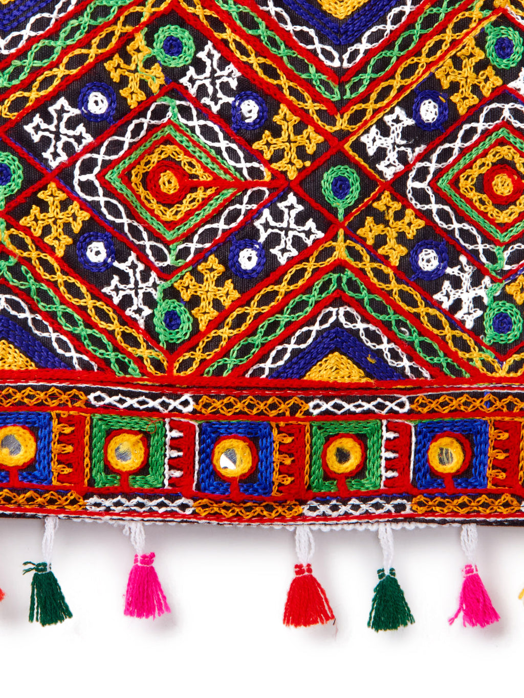 Banjara India Kutchi Emboidered Black Girls Chaniya Choli with Dupatta (CC-BWR) - Pink