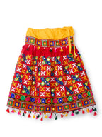 Banjara India Kutchi Emboidered Black Girls Chaniya Choli with Dupatta (CC-BWR) - Red