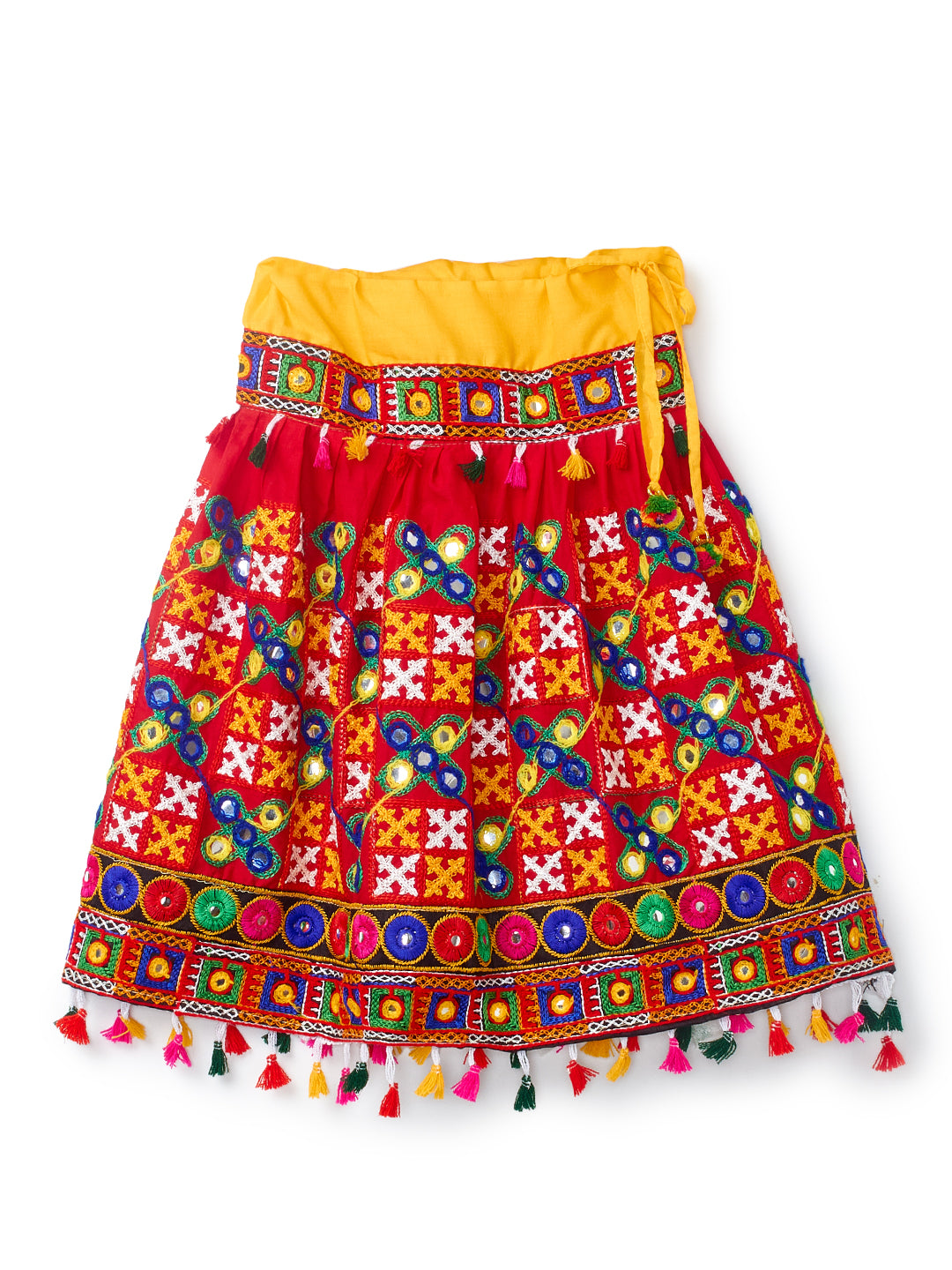 Banjara India Kutchi Emboidered Black Girls Chaniya Choli with Dupatta (CC-BWR) - Red