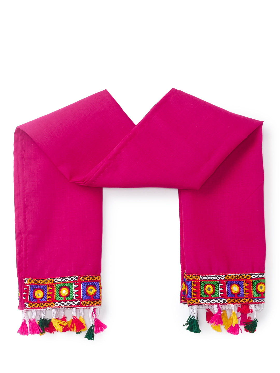 Banjara India Kutchi Emboidered Black Girls Chaniya Choli with Dupatta (CC-BWR) - White