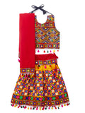 Banjara India Kutchi Emboidered Black Girls Chaniya Choli with Dupatta (CC-BWR) - Yellow