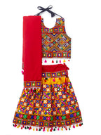Banjara India Kutchi Emboidered Black Girls Chaniya Choli with Dupatta (CC-BWR) - Yellow