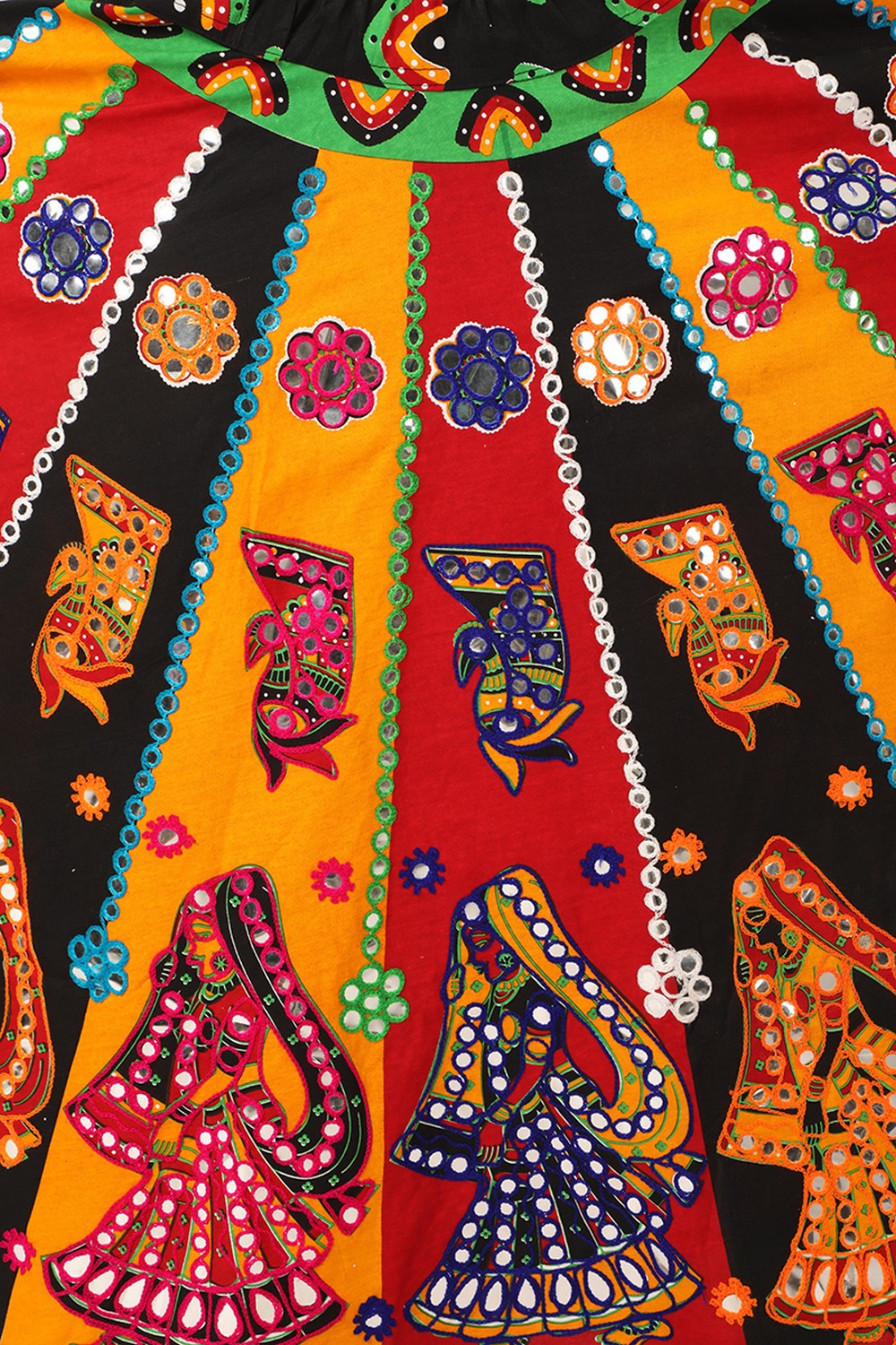 Banjara India Cotton Long Flair Aari Embroidery Kutch Work (Lehenga Choli) Chaniya Choli Set with Dupatta-(CC-DHINGALI-01)