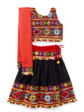 Banjara India Kutchi Emboidered Black Girls Chaniya Choli with Dupatta (CC-DMND) - Black