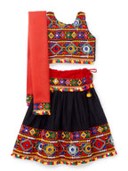 Banjara India Kutchi Emboidered Black Girls Chaniya Choli with Dupatta (CC-DMND) - Black