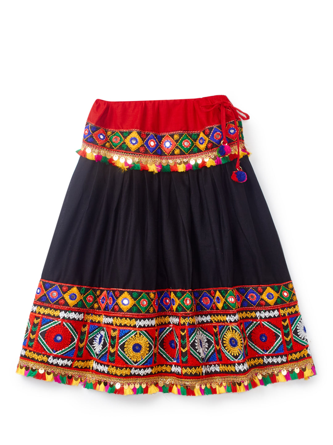 Banjara India Kutchi Emboidered Black Girls Chaniya Choli with Dupatta (CC-DMND) - Black