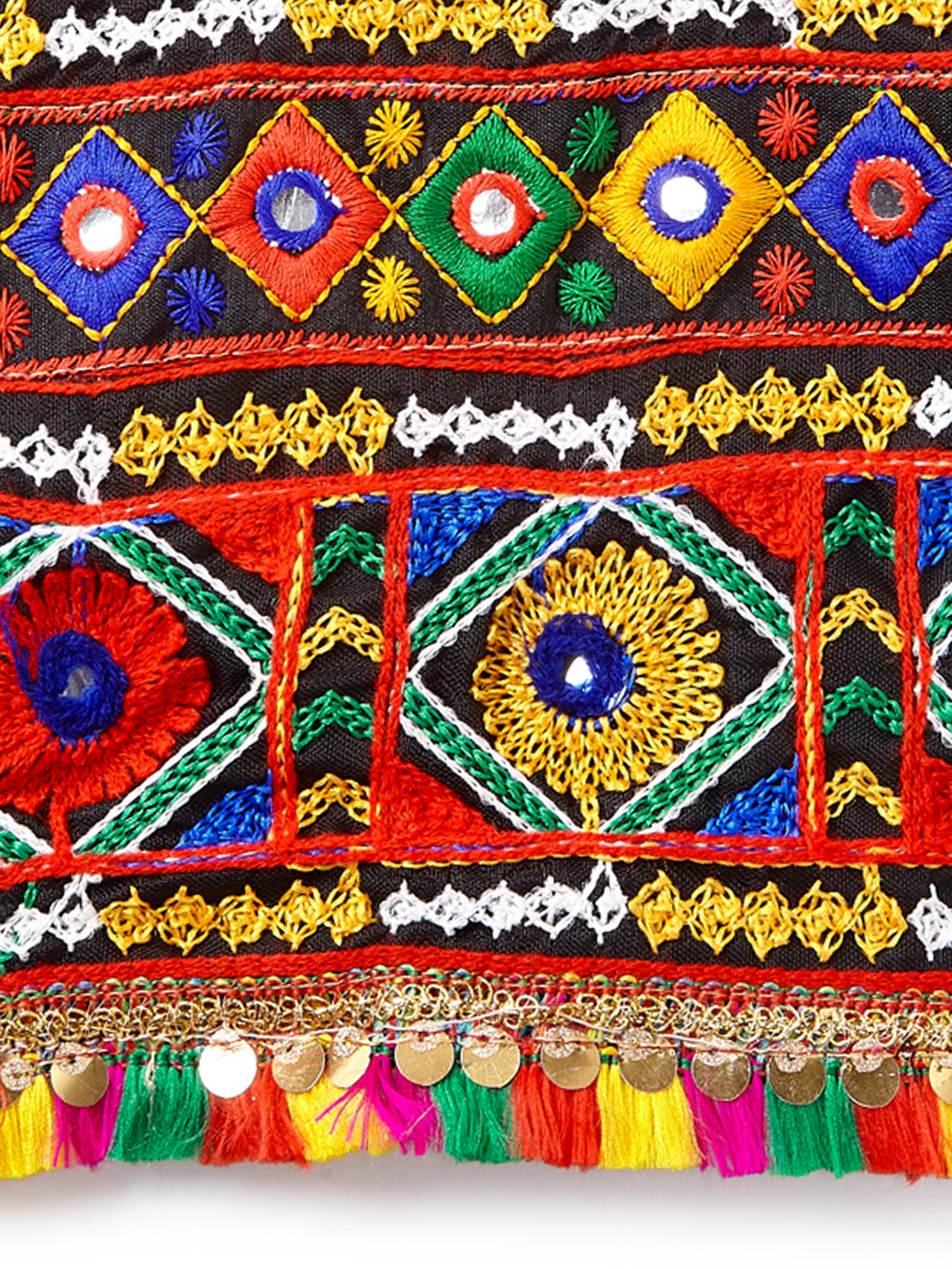 Banjara India Kutchi Emboidered Black Girls Chaniya Choli with Dupatta (CC-DMND) - Black