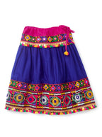 Banjara India Kutchi Emboidered Black Girls Chaniya Choli with Dupatta (CC-DMND) - Blue