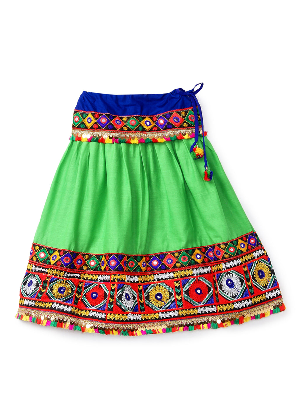 Banjara India Kutchi Emboidered Black Girls Chaniya Choli with Dupatta (CC-DMND) - Green
