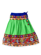 Banjara India Kutchi Emboidered Black Girls Chaniya Choli with Dupatta (CC-DMND) - Green