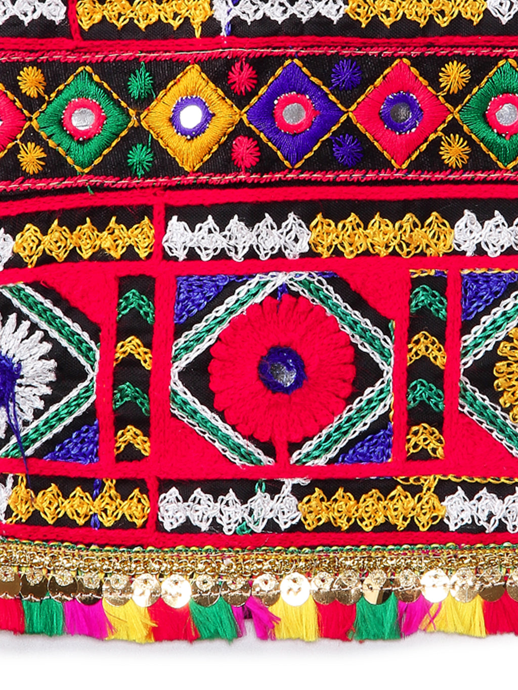 Banjara India Kutchi Emboidered Black Girls Chaniya Choli with Dupatta (CC-DMND) - Green