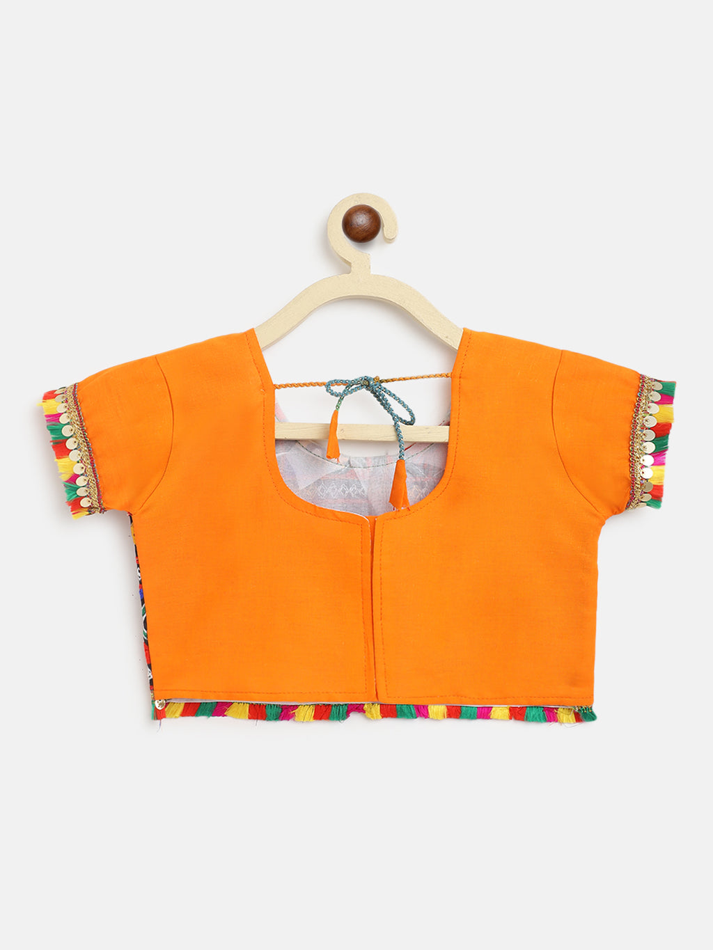 Banjara India Kutchi Emboidered Black Girls Chaniya Choli with Dupatta (CC-DMND) - Orange