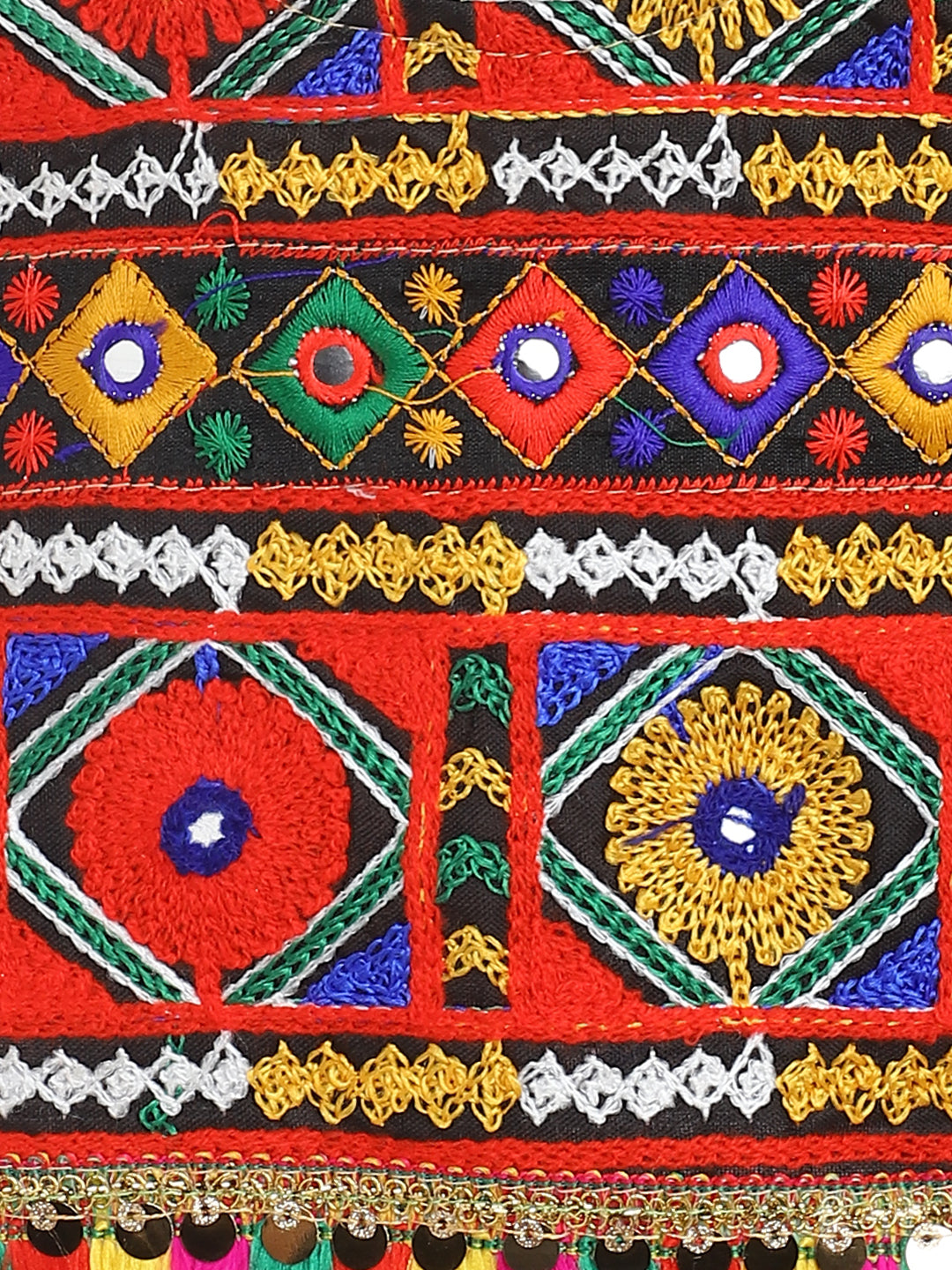 Banjara India Kutchi Emboidered Black Girls Chaniya Choli with Dupatta (CC-DMND) - Orange