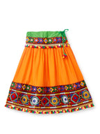Banjara India Kutchi Emboidered Black Girls Chaniya Choli with Dupatta (CC-DMND) - Orange