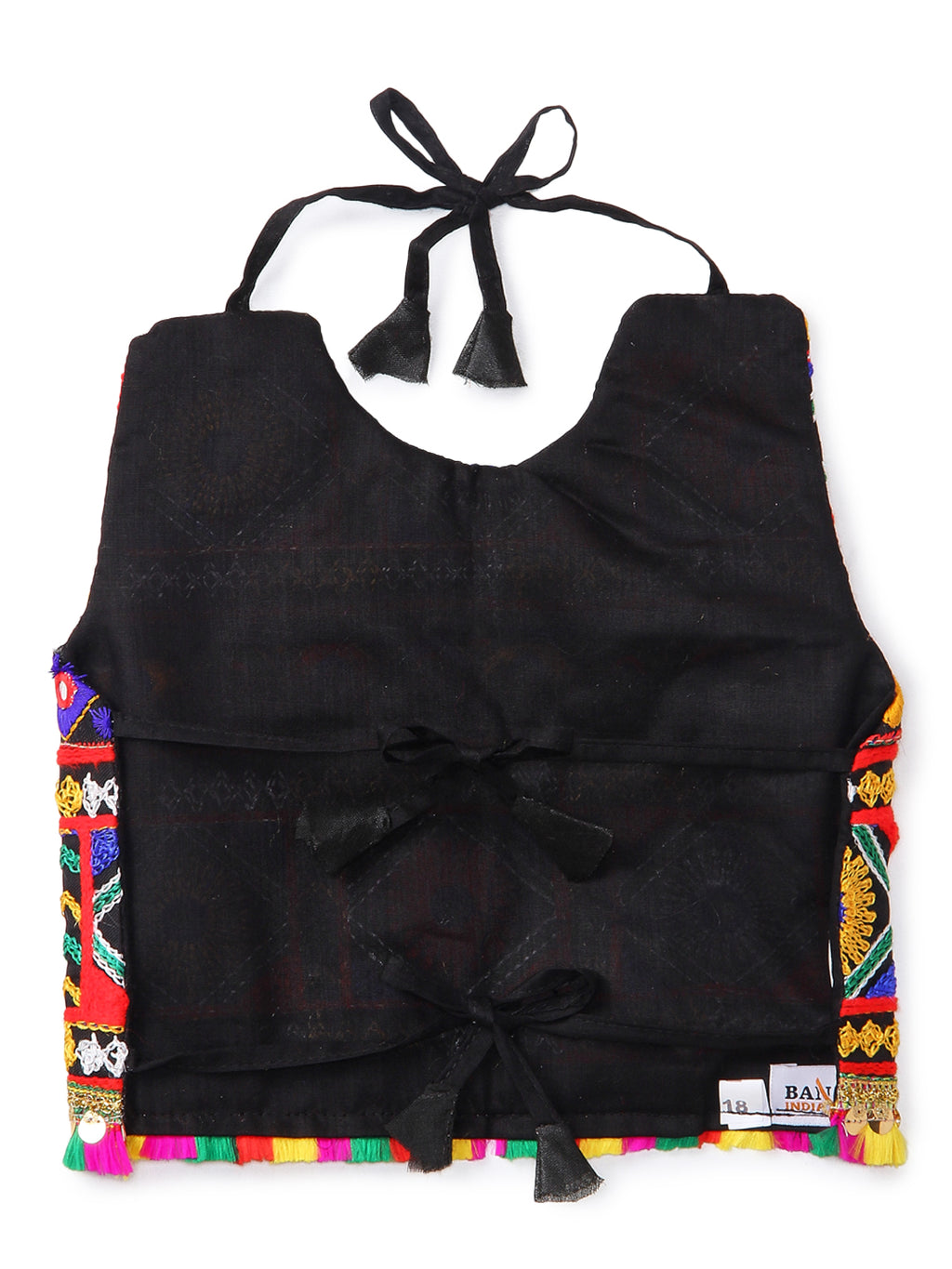 Banjara India Kutchi Emboidered Black Girls Chaniya Choli with Dupatta (CC-DMND) - Orange