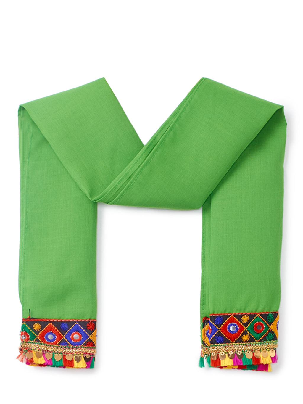 Banjara India Kutchi Emboidered Black Girls Chaniya Choli with Dupatta (CC-DMND) - Orange