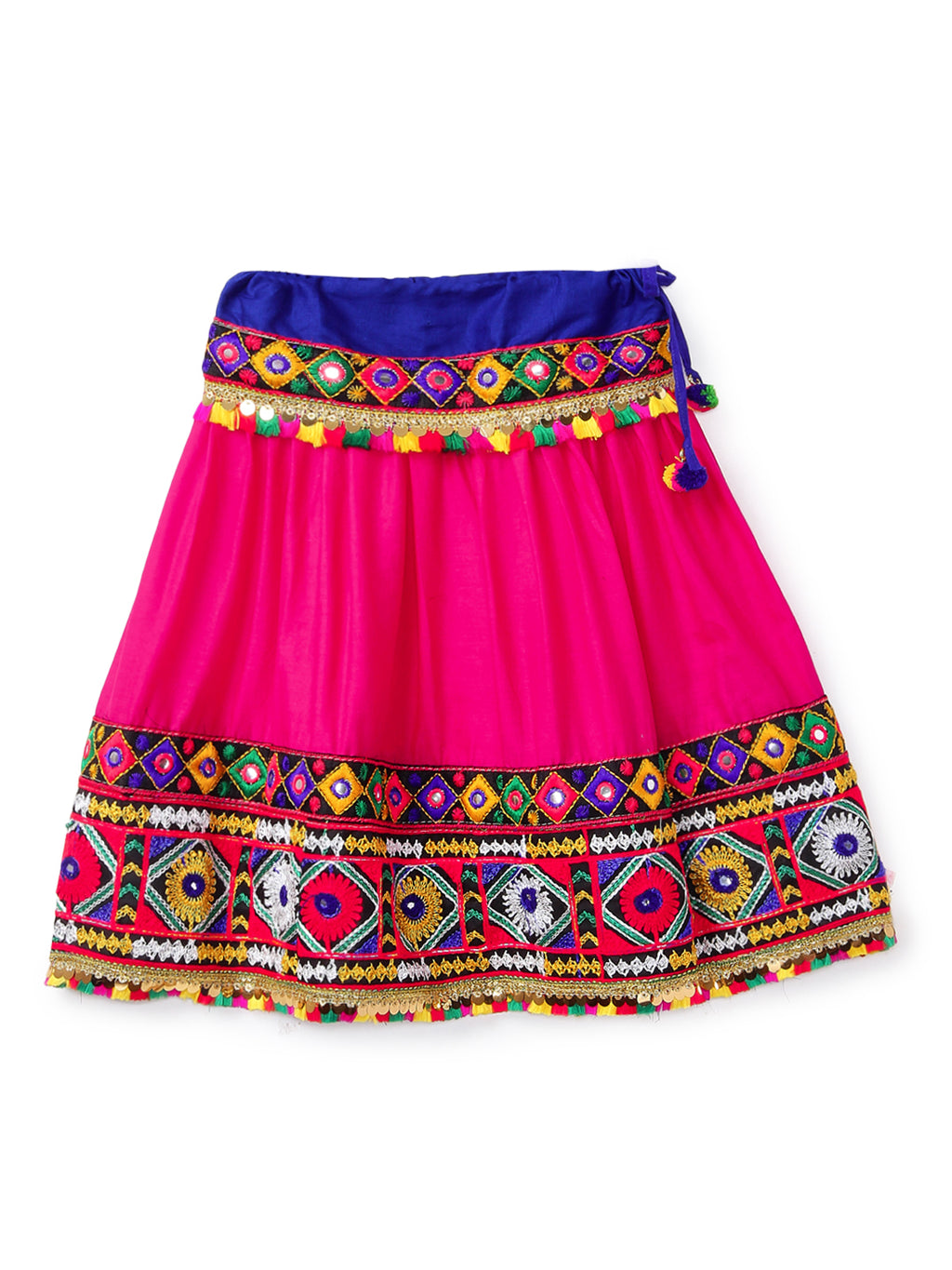 Banjara India Kutchi Emboidered Black Girls Chaniya Choli with Dupatta (CC-DMND) - Pink