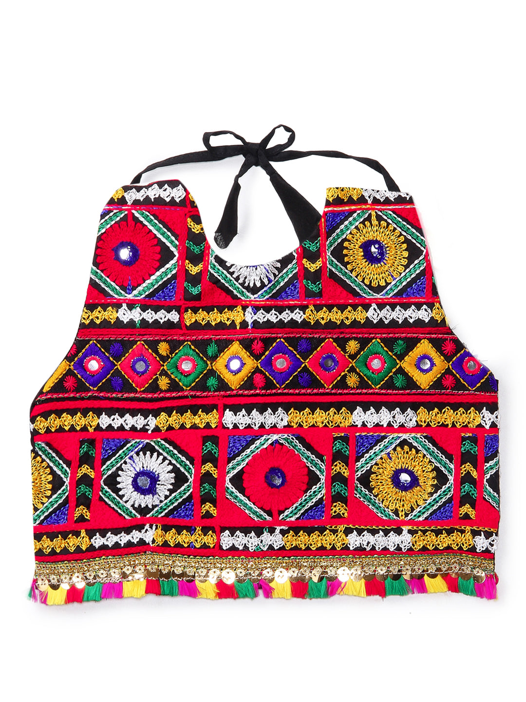Banjara India Kutchi Emboidered Black Girls Chaniya Choli with Dupatta (CC-DMND) - Pink