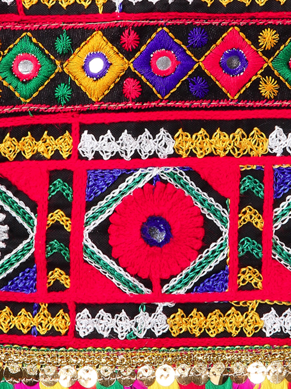 Banjara India Kutchi Emboidered Black Girls Chaniya Choli with Dupatta (CC-DMND) - Pink