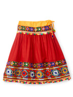 Banjara India Kutchi Emboidered Black Girls Chaniya Choli with Dupatta (CC-DMND) - Red