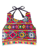 Banjara India Kutchi Emboidered Black Girls Chaniya Choli with Dupatta (CC-DMND) - White