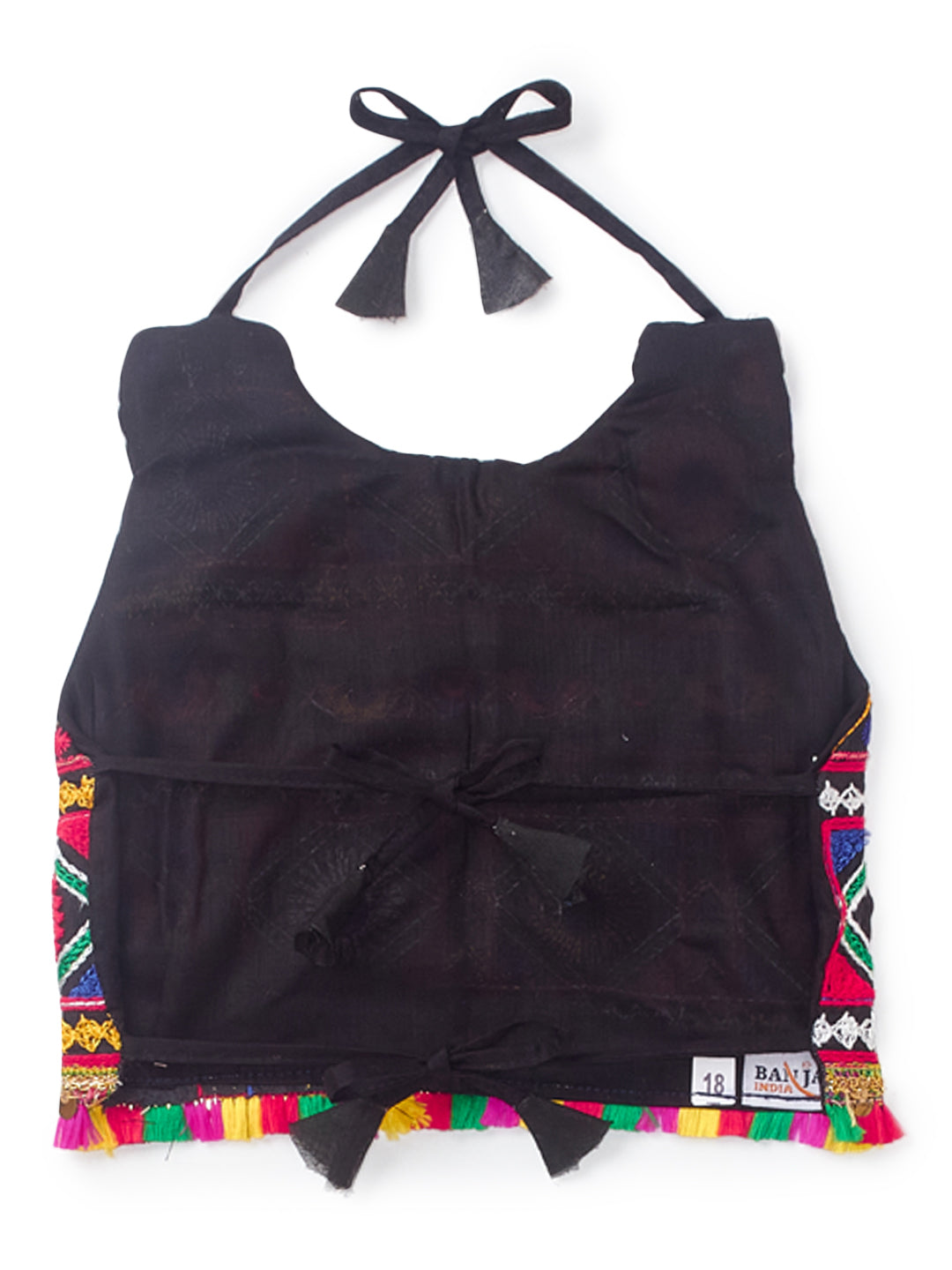 Banjara India Kutchi Emboidered Black Girls Chaniya Choli with Dupatta (CC-DMND) - White