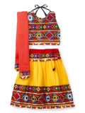 Banjara India Kutchi Emboidered Black Girls Chaniya Choli with Dupatta (CC-DMND) - Yellow