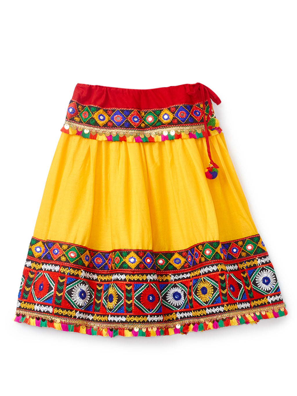 Banjara India Kutchi Emboidered Black Girls Chaniya Choli with Dupatta (CC-DMND) - Yellow