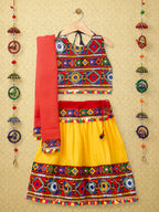 Banjara India Kutchi Emboidered Black Girls Chaniya Choli with Dupatta (CC-DMND) - Yellow