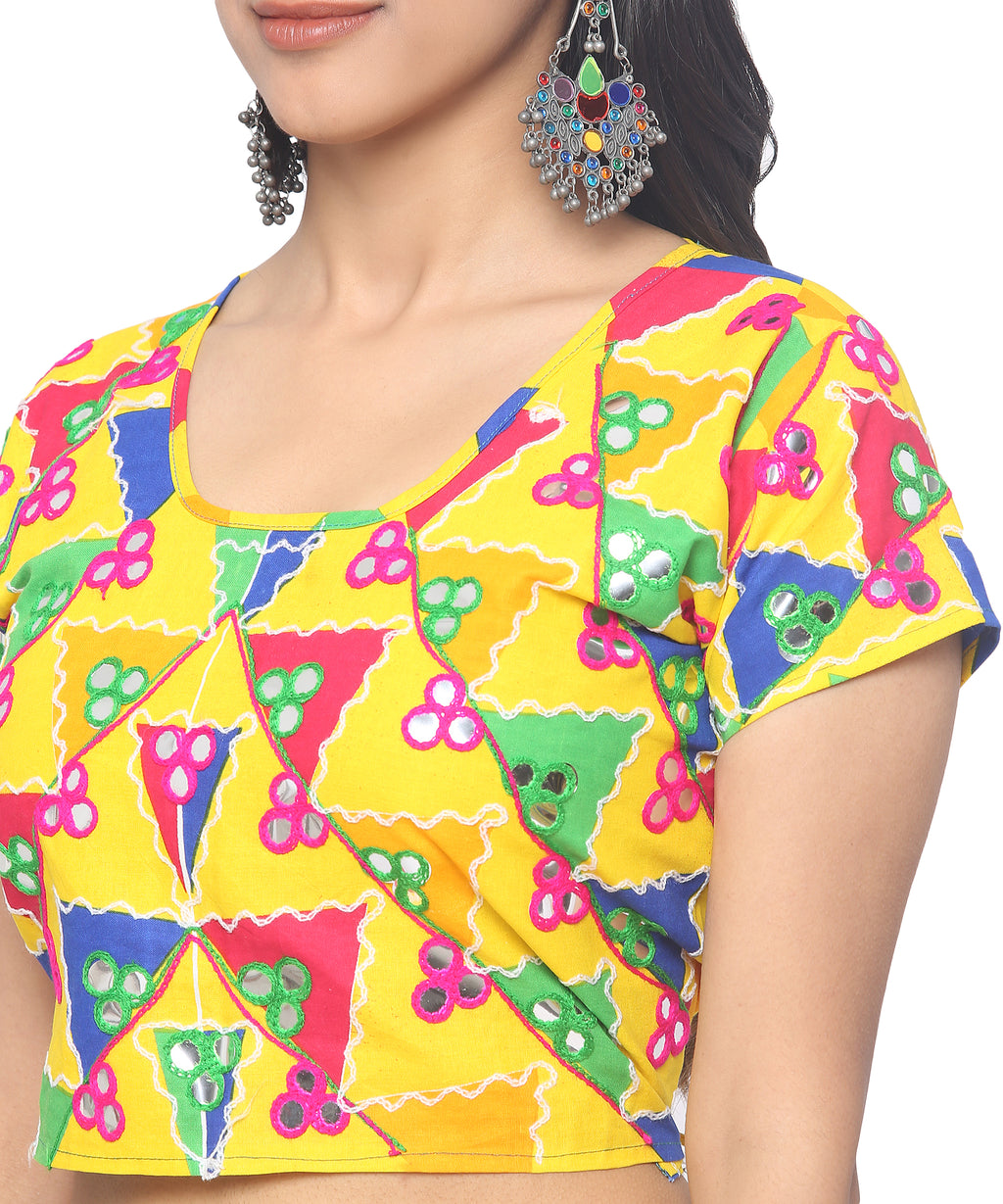 Banjara India Cotton Long Flair Aari Embroidery Kutch Work (Lehenga Choli) Chaniya Choli Set with Dupatta-DND03