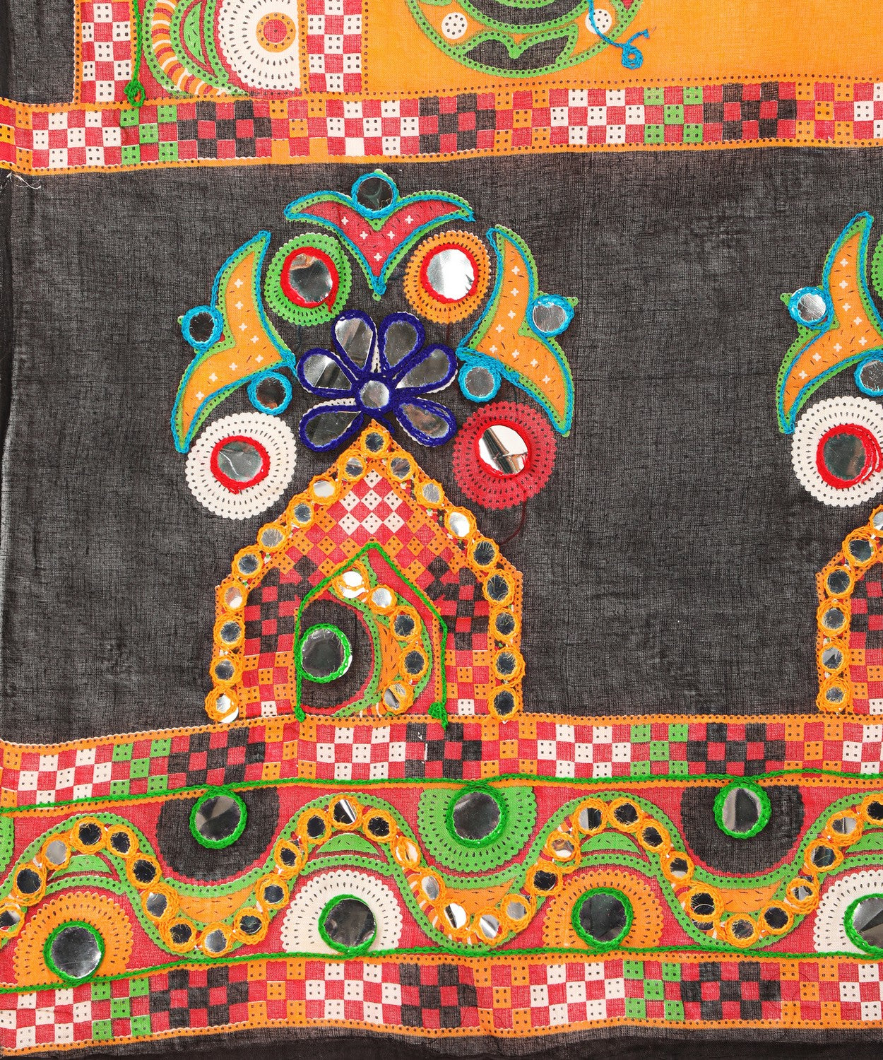 Banjara India Cotton Long Flair Aari Embroidery Kutch Work (Lehenga Choli) Chaniya Choli Set with Dupatta-GOL06