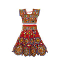Kutchi Embroidered Cotton Chaniya Choli Set For Girls (CC-GOL) - Red