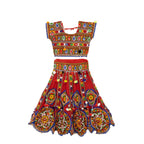 Kutchi Embroidered Cotton Chaniya Choli Set For Girls (CC-GOL) - Red