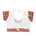 Kutchi Embroidered Cotton Chaniya Choli Set For Girls (CC-GOL) - White