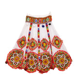 Kutchi Embroidered Cotton Chaniya Choli Set For Girls (CC-GOL) - White