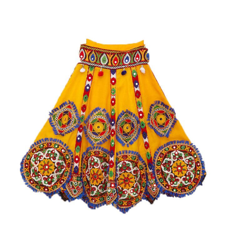 Kutchi Embroidered Cotton Chaniya Choli Set For Girls (CC-GOL) - Yellow