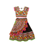 Kutchi Embroidered Cotton Chaniya Choli Set For Girls (CC-KDR) - Black