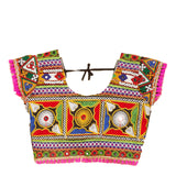 Kutchi Embroidered Cotton Chaniya Choli Set For Girls (CC-KDR) - Black