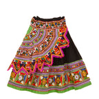 Kutchi Embroidered Cotton Chaniya Choli Set For Girls (CC-KDR) - Black
