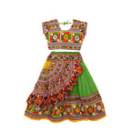 Kutchi Embroidered Cotton Chaniya Choli Set For Girls (CC-KDR - Green