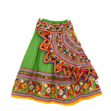 Kutchi Embroidered Cotton Chaniya Choli Set For Girls (CC-KDR - Green
