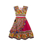 Kutchi Embroidered Cotton Chaniya Choli Set For Girls (CC-KDR) - Pink