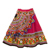 Kutchi Embroidered Cotton Chaniya Choli Set For Girls (CC-KDR) - Pink